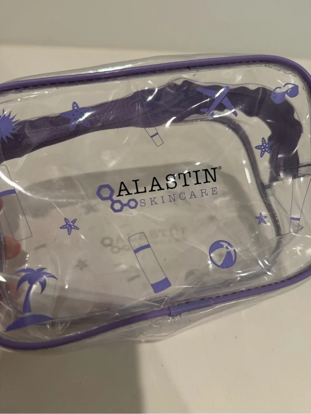 Alastin Skincare Clear Travel Cosmetic Bag - Purple Trim